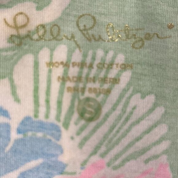 Lilly Pulitzer Palmetto Hibiscus Pima Cotton Floral Green Tropical Dress - Sz S - Picture 10 of 12